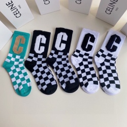 High quality  classic fashion design cotton socks hot sell brand CELINE socks for  women  5 pairs #999930310