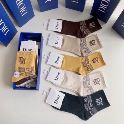 High quality  classic fashion design cotton socks hot sell brand DIOR socks for  women and man 5 pairs #999930309