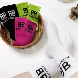 Wholesale high quality  classic fashion design cotton socks hot sell brand logo Balenciaga socks for women and man 4 pairs #999930295