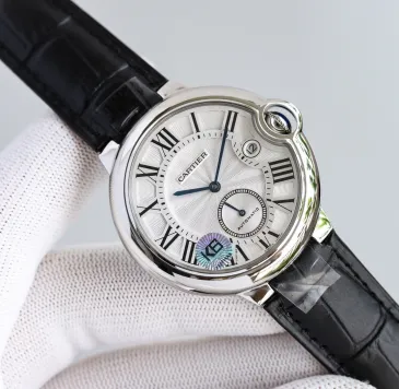 Cartier Blue Balloon Men Watch 1:1 good Black leather strap #B65826 Cartier Blue Balloon Men Watch 1:1 good Black leather strap #B65826