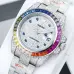 Rolex Stainless Steel Watch with Full Diamond Pave and Colored Sapphires #B46388