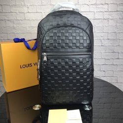 Louis Vuitton premium leather black checker backpack #9120858