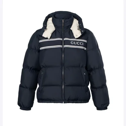 Gucci Black Puffer Jacket With White Stripes Unisex Style #B54502