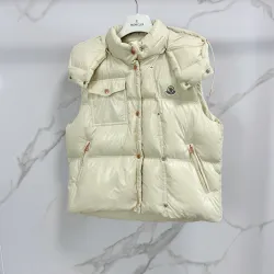 Moncler Pario Women's White Hooded Down Vest #B54500