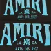 AMIRI Black Hoodie With Glittery Blue Back Logo And Brand Details #B54239