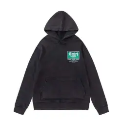 AMIRI Black Hoodie With Vintage Amiri Lounge Graphic And Hooded Design #B54385