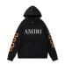 AMIRI Black/White Hoodie With Bold Logo And Orange Graphic Sleeves For Streetwear Style #B54234
