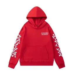 AMIRI Hoodie With Bone Graphic Sleeves And Hollywood CA Logo For Bold Street Style Red/Blue/Grey/Black #B54235