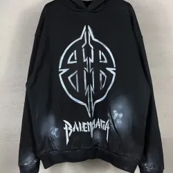 Balenciaga Metal BB cotton fleece hoodie in black #B58164