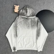 Chrome Hearts Gray Gradient Hoodie With Embroidered Logo Trendy Luxury Streetwear Piece #B54323