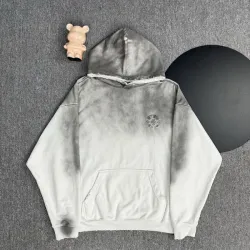 Chrome Hearts Gray Gradient Hoodie With Embroidered Logo Trendy Luxury Streetwear Piece #B54323