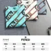 Fendi Inspired Light Blue Crew Neck Sweatshirt with Brown Chain Pattern #B54308