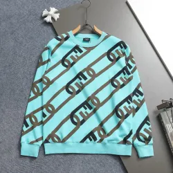 Fenid Mint Green Crew Neck Sweatshirt with Brown Chain Link Print #B54306