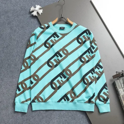 Fenid Mint Green Crew Neck Sweatshirt with Brown Chain Link Print #B54306