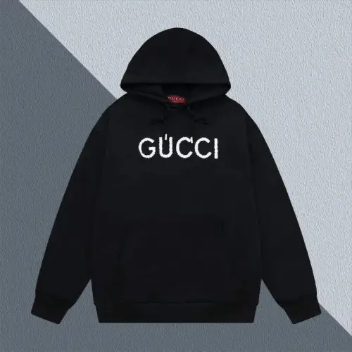 Gucci Black Hoodie With Bold Embroidered Logo And Timeless Hooded Design #B54380