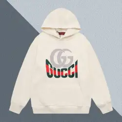  Cream Hoodie With Iconic Double G And Brand Logo Embroidered Design #B54378