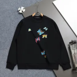 Brand L Black Crew Neck Sweatshirt with Colorful Butterfly Embroidery #B54305
