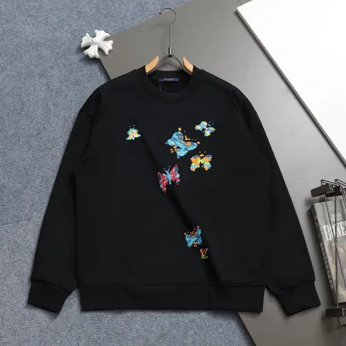 Louis Vuitton Black Crew Neck Sweatshirt with Colorful Butterfly Embroidery #B54305