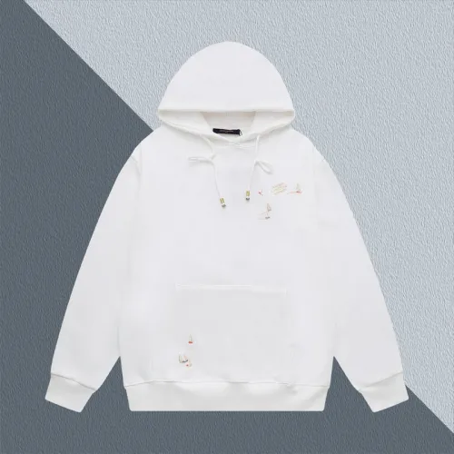 Louis Vuitton Hoodie with Sailboat Logo Embroidery Luxury Fashion Streetwear Piece Black/White/Pink #B54319