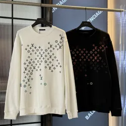 Brand L Mens Black Crew  Neck Sweatshirt with Colorful Monogram Patterns #B54351