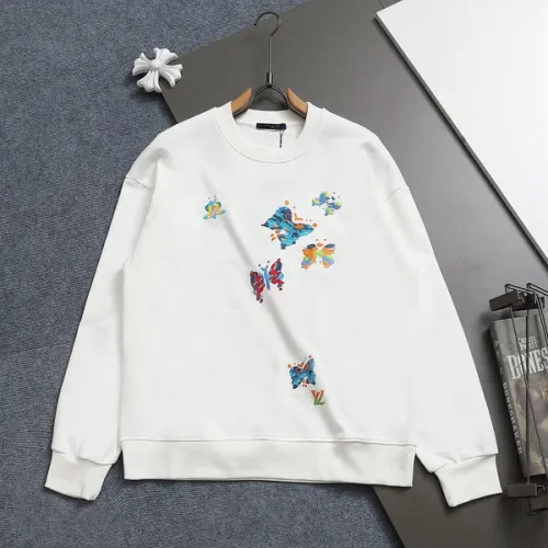 Louis Vuitton White Crew Neck Sweatshirt with Colorful Butterfly Embroidery #B54304