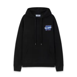 Off - White Black Hoodie With Colorful Embroidered Logo for Streetwear Fans #B54402