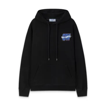 Off - White Black Hoodie With Colorful Embroidered Logo for Streetwear Fans #B54402