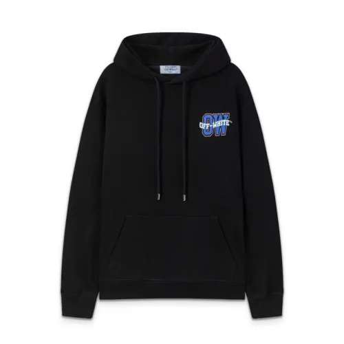 Off - White Black Hoodie With Colorful Embroidered Logo for Streetwear Fans #B54402