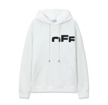 Off - White White Hoodie With Bold Back Text And Brand Story Print #B54404