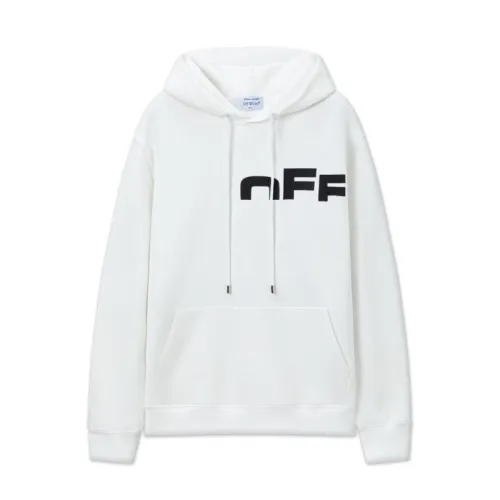 Off - White White Hoodie With Bold Back Text And Brand Story Print #B54404