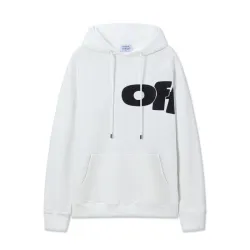 Off - White White Hoodie With Bold Black Logo Print for Trendy Outfits #B54401