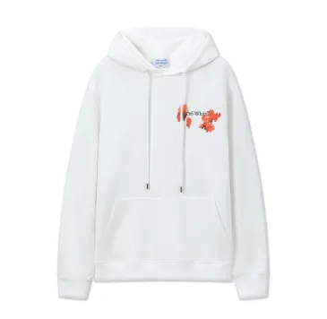 Off - White White Hoodie With Colorful Abstract Arrow Graphic Design #B54400