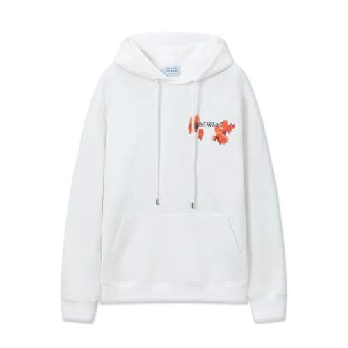 Off - White White Hoodie With Colorful Abstract Arrow Graphic Design #B54400