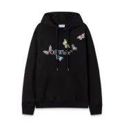 Off - White White Hoodie With Colorful Butterfly And Brand Logo Print #B54403