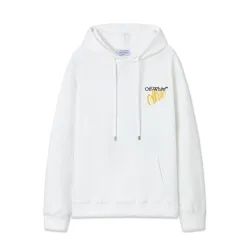 Stylish Off - White White Hoodie with Eye - Catching Yellow Logo Embellishment #B54399