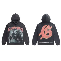 Godspeed Brand Black/Red Hoodie With Striking Doberman Graphic And Vintage Design #B54363