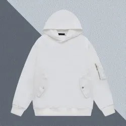 Prada White/Black Hoodie With Hood Functional Pockets And Stylish Zipper Detail For Fashion Enthusiasts #B54219