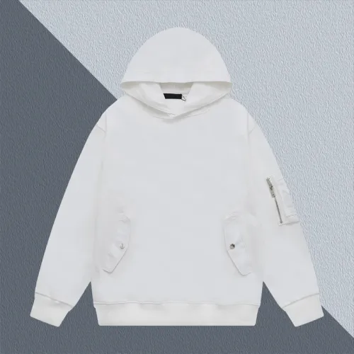 Prada White/Black Hoodie With Hood Functional Pockets And Stylish Zipper Detail For Fashion Enthusiasts #B54219