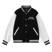 AMIRI Black And White Varsity Jacket With Hollywood Embroidered Logo For Trendy Streetwear #B54237