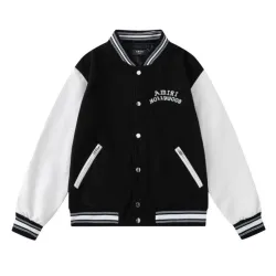 AMIRI Black And White Varsity Jacket With Hollywood Embroidered Logo For Trendy Streetwear #B54237