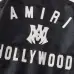 AMIRI Black Leather Bomber Jacket With Iconic Logo And Varsity Stripe Details #B54387
