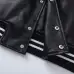 AMIRI Black Leather Bomber Jacket With Iconic Logo And Varsity Stripe Details #B54387