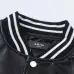 AMIRI Black Leather Bomber Jacket With Iconic Logo And Varsity Stripe Details #B54387