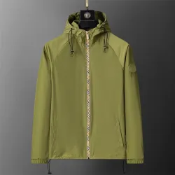 Burberry Stylish Olive Green Hooded Windbreaker Jacket with Brand Detailing #B54257