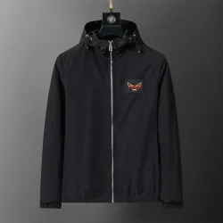 Fendi Men's Hooded Windbreaker Jacket with Embroidered Logo #B54185