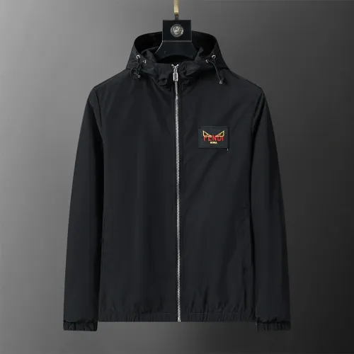 Fendi Men's Hooded Windbreaker Jacket with Embroidered Logo #B54185
