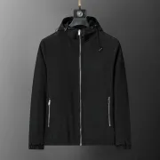 Hugo Boss Men's Hooded Windbreaker Jacket Black Lightweight Outerwear #B54254
