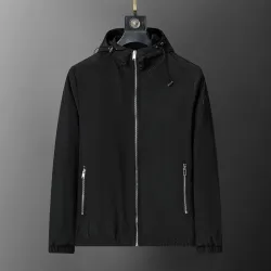 Hugo Boss Men's Hooded Windbreaker Jacket Black Lightweight Outerwear #B54254