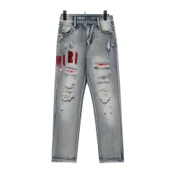 Amiri Classic Unisex Blood and tears letter embroidery washed slim fit jeans #B48606