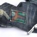 Nostalgic ripped appliqué locomotive men's jeans #99908622